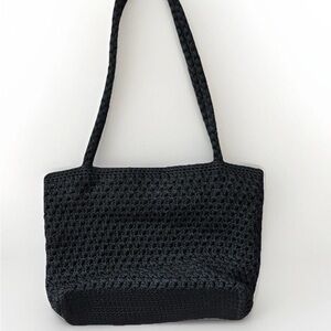 Lina Elegant Black Woven Tote Bag